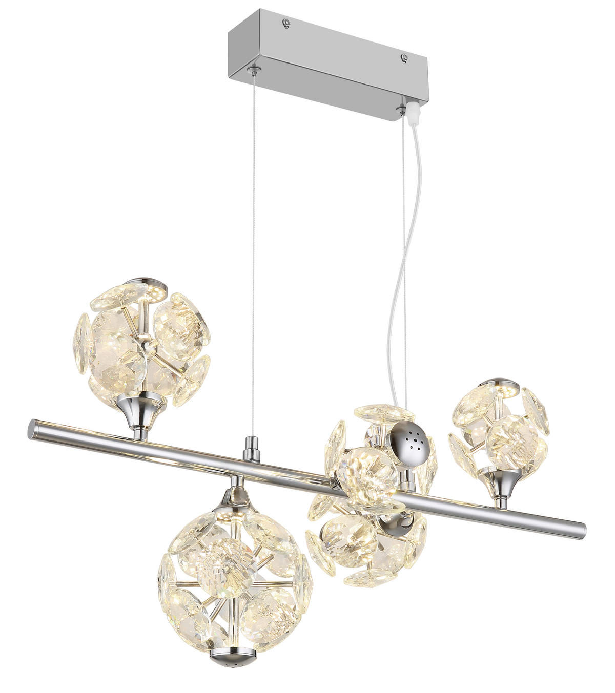 VISEČA LED-SVETILKA  VIRINA //3000 K/230 V/ - barve kroma/prozorno, Konvencionalno, kovina/steklo (50/30/120cm) - Globo