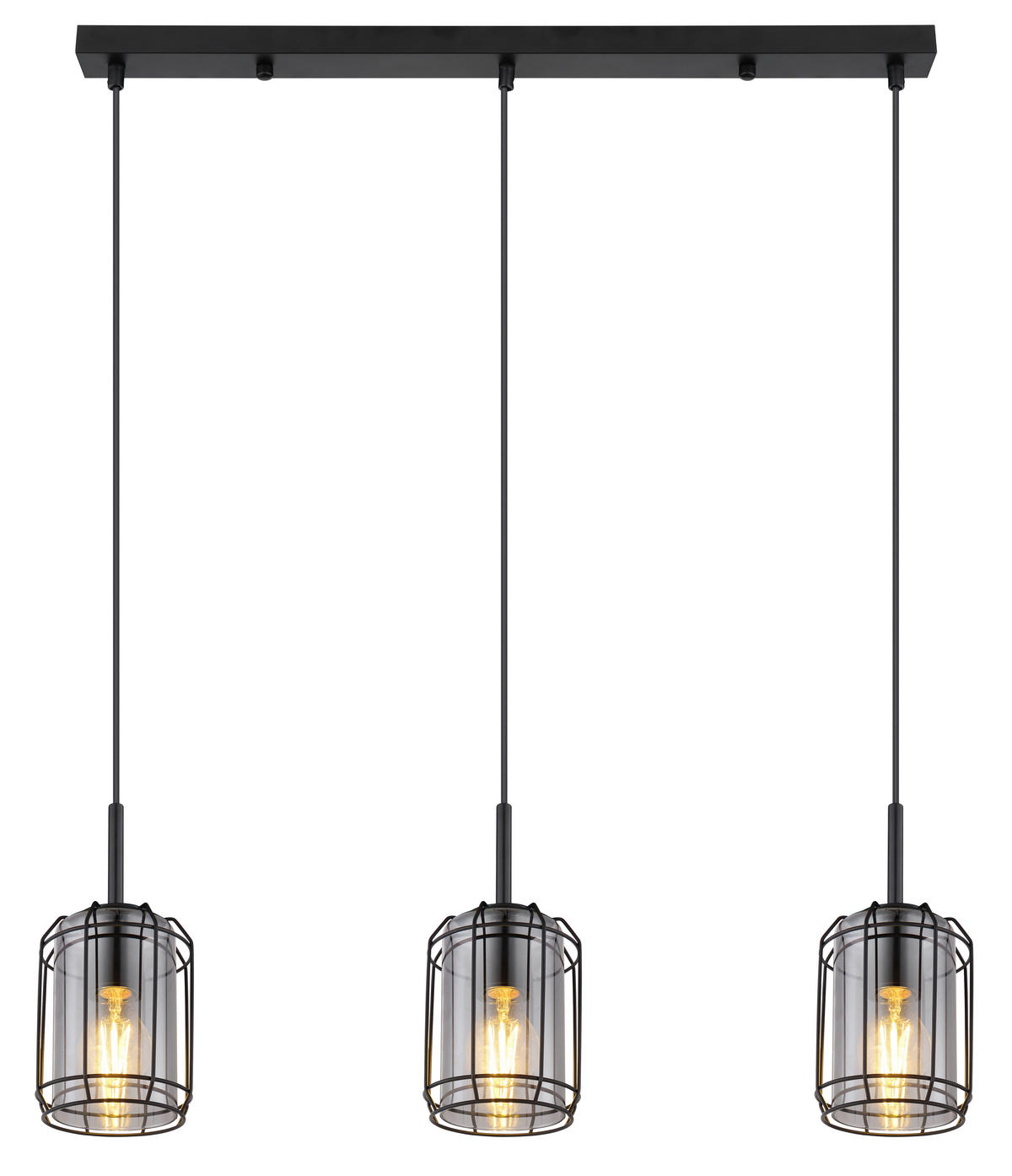 HÄNGELEUCHTE 77/13/120 cm    - Schwarz, Design, Glas/Metall (77/13/120cm) - Globo