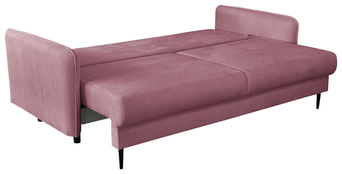 SCHLAFSOFA in Webstoff Rosa  - Schwarz/Rosa, Design, Holz/Kunststoff (216/96/102cm) - MID.YOU