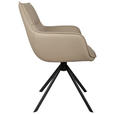 ARMLEHNSTUHL  Sitzfläche 360° drehbar, automatische Rückholfunktion  Echtleder  - Taupe/Schwarz, Design, Leder/Metall (60/89,5/64cm) - Novel