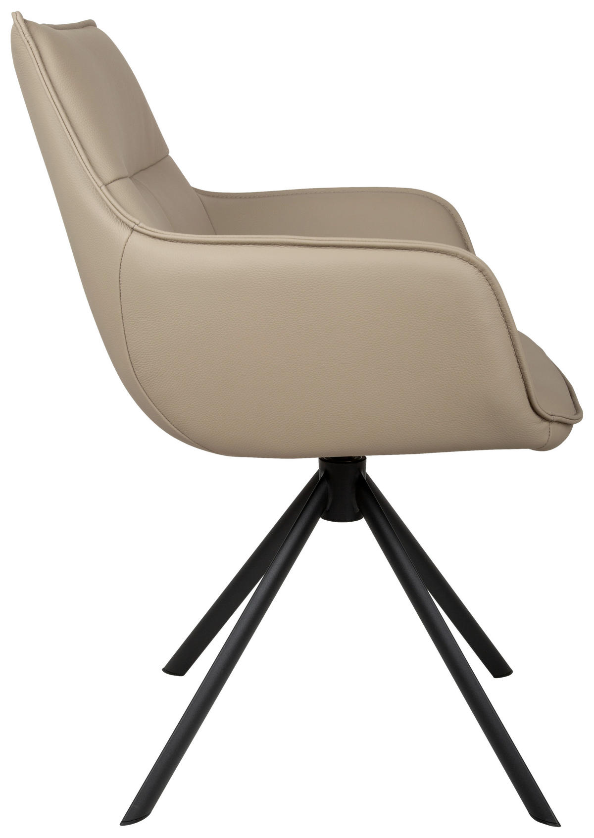 ARMLEHNSTUHL  Sitzfläche 360° drehbar, automatische Rückholfunktion  Echtleder  - Taupe/Schwarz, Design, Leder/Metall (60/89,5/64cm) - Novel
