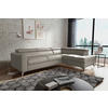 ECKSOFA MONDO Hellgrau Echtleder Lederlook  - Chromfarben/Hellgrau, Design, Leder/Textil (286/208cm) - Livetastic