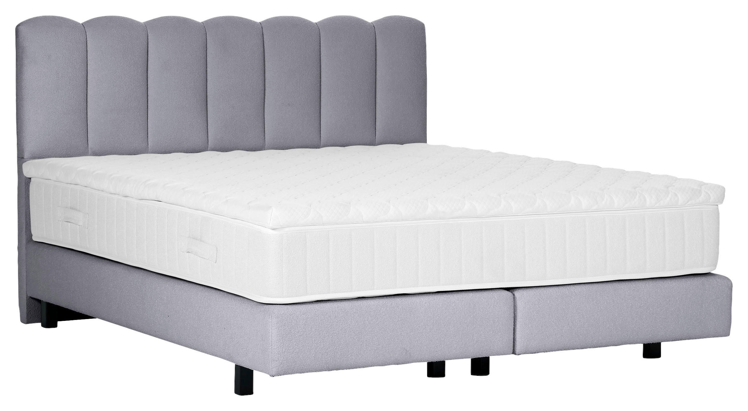 BOXSPRINGBETT 180/200 cm,  in Hellgrau, Topper, Matratzen, H3 = fest  - Hellgrau/Schwarz, Design, Holzwerkstoff/Textil (180/200cm) - Esposa