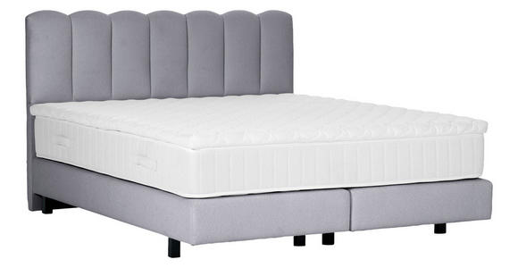 BOXSPRINGBETT 180/200 cm,  in Hellgrau, Topper, Matratzen, H3 = fest  - Hellgrau/Schwarz, Design, Holzwerkstoff/Textil (180/200cm) - Esposa