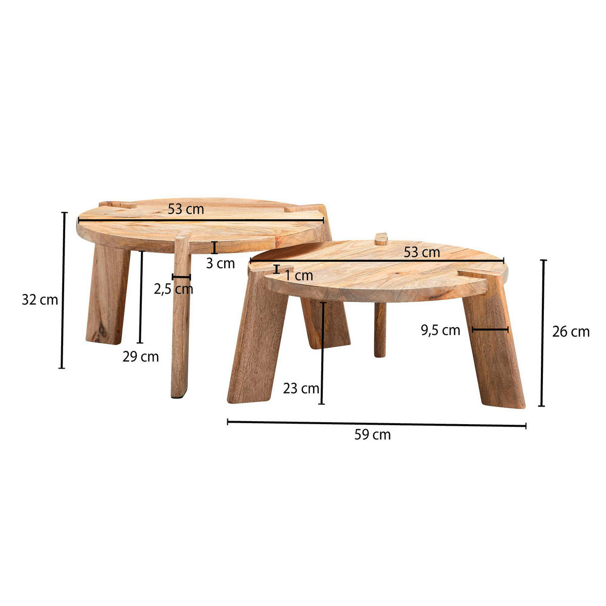 DOHÁNYZÓASZTAL SZETT fa 53/32/53 cm   - világosbarna, Modern, fa (53/32/53cm) - MID.YOU