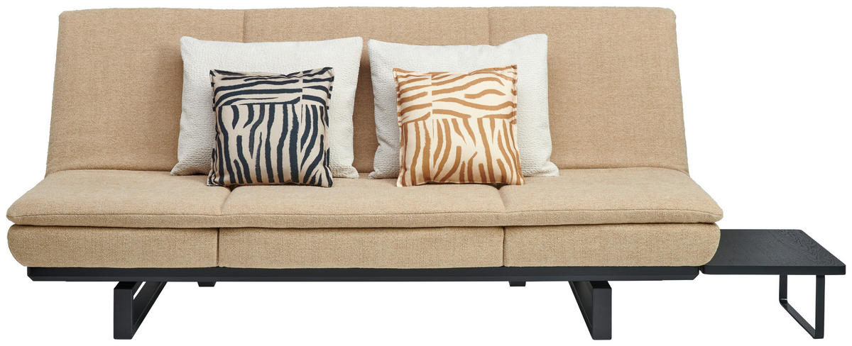 SCHLAFSOFA  in Flachgewebe Beige  - Beige/Schwarz, Design, Holz/Textil (201/80/120cm) - Joka