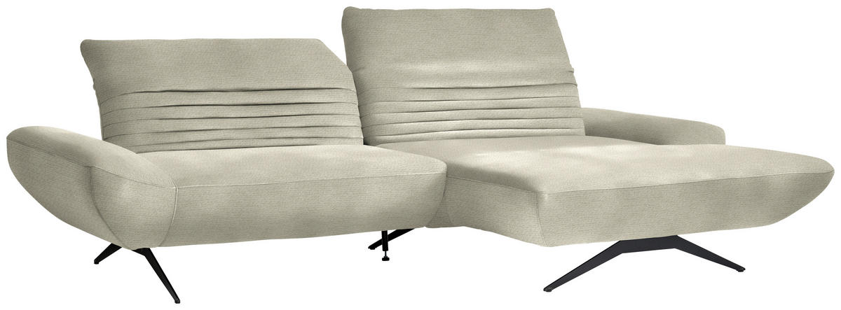 ECKSOFA in Chenille Beige  280/170-195 cm  - Beige/Schwarz, Design, Textil/Metall (280/170-195cm) - Dieter Knoll