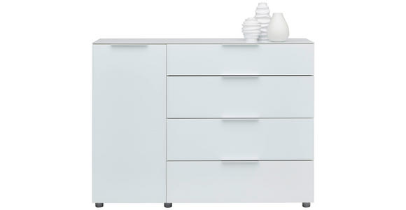 SIDEBOARD  in 135/101/40,5 cm  - Chromfarben/Weiß Hochglanz, Basics, Glas/Holzwerkstoff (135/101/40,5cm) - Voleo