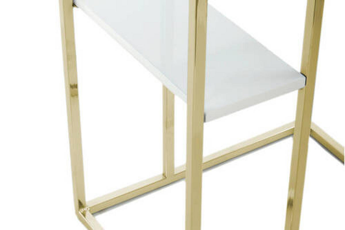 BEISTELLTISCH in Metall 48/35/62 cm  - Weiss/Goldfarben, Modern, Metall (48/35/62cm) - Kayoom