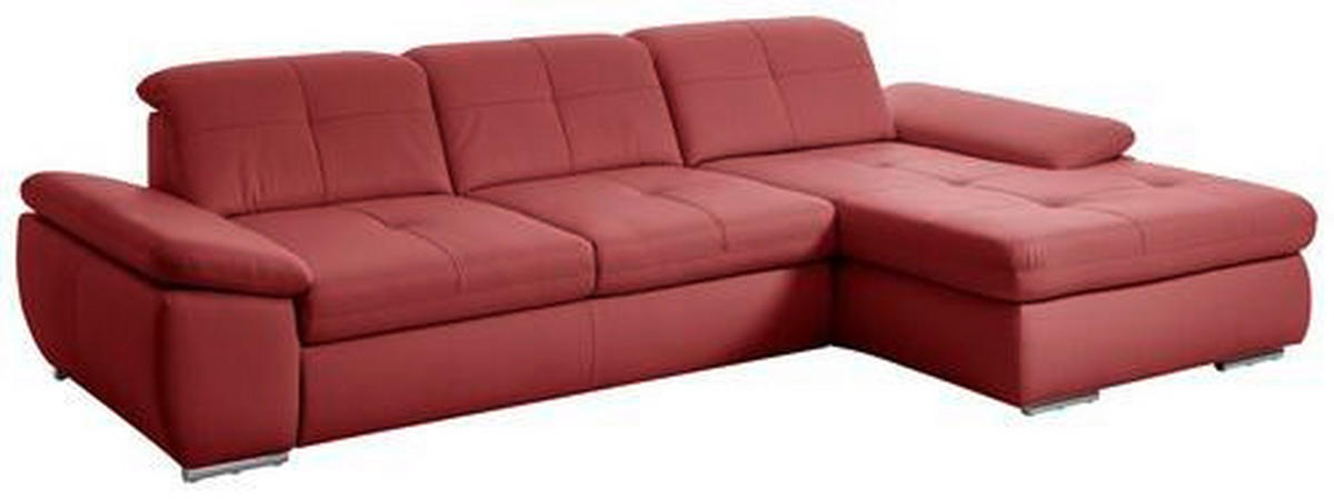 ECKSOFA in Echtleder Rot  - Edelstahlfarben/Rot, Design, Leder/Metall (321/195cm) - Beldomo Speed