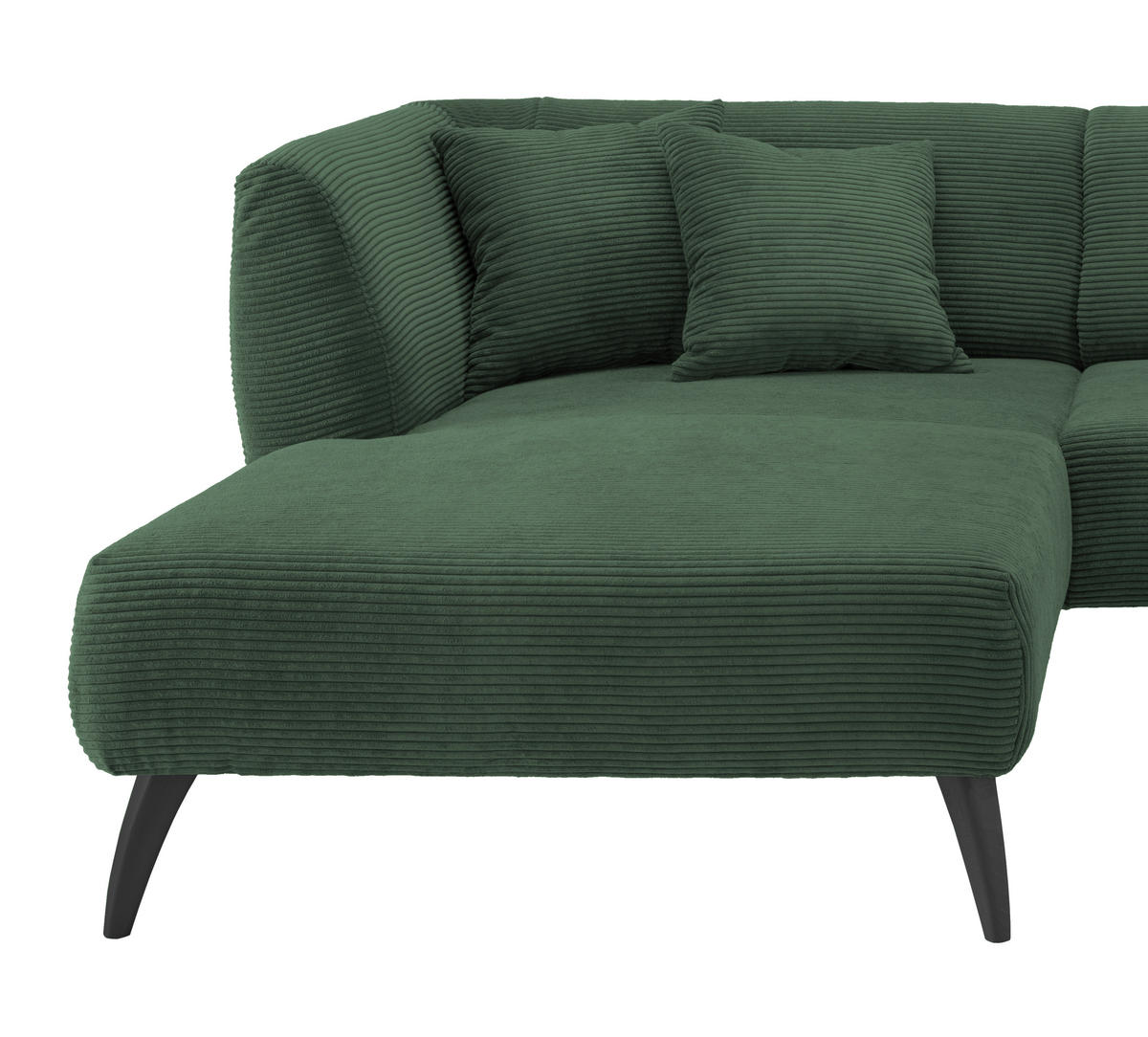 ECKSOFA in Cord Dunkelgrün  - Dunkelgrün/Schwarz, Modern, Holz/Textil (160/264cm) - MID.YOU