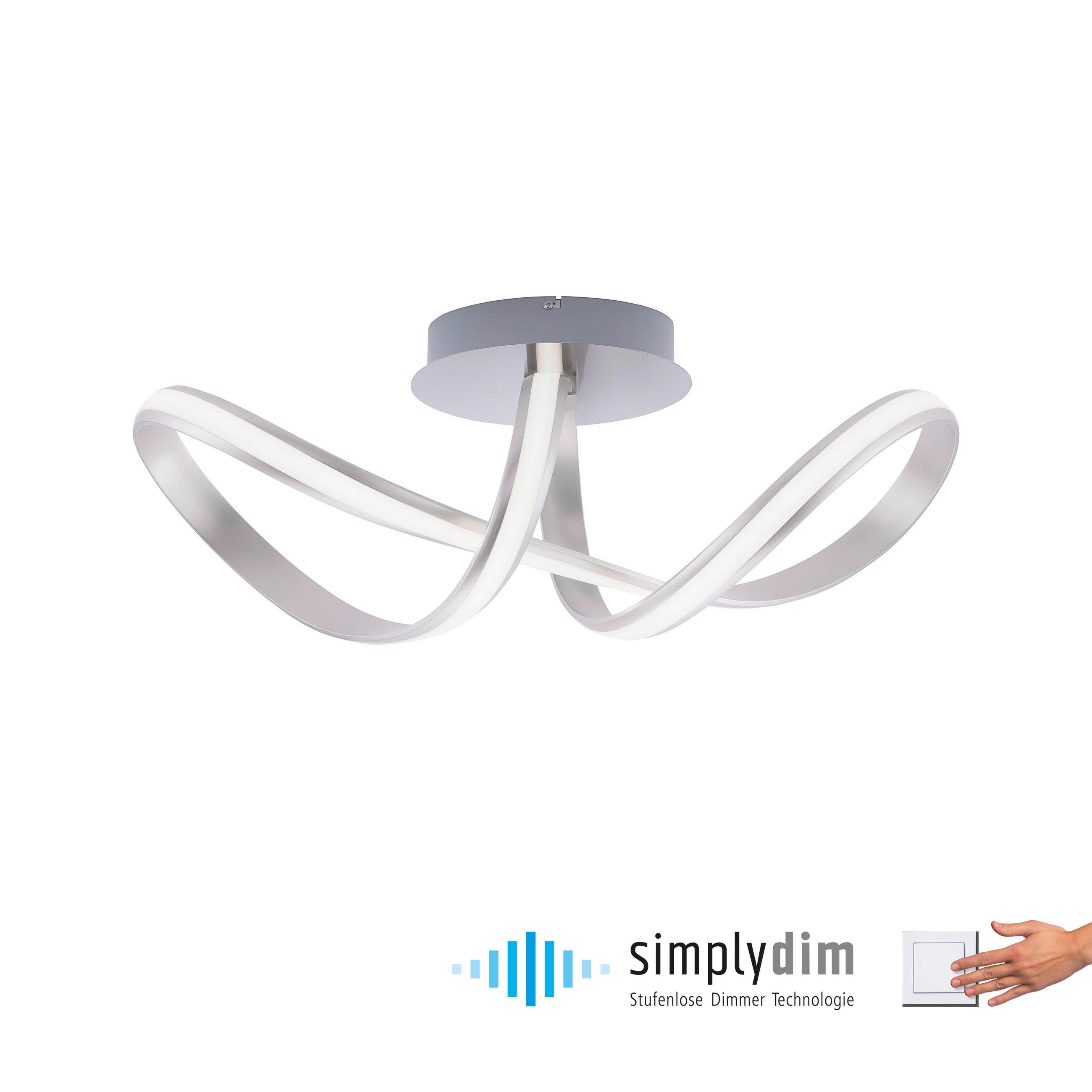 DECKENLEUCHTE 30 W    64/25/25 cm  - Silberfarben, Basics, Kunststoff/Metall (64/25/25cm) - Paul Neuhaus