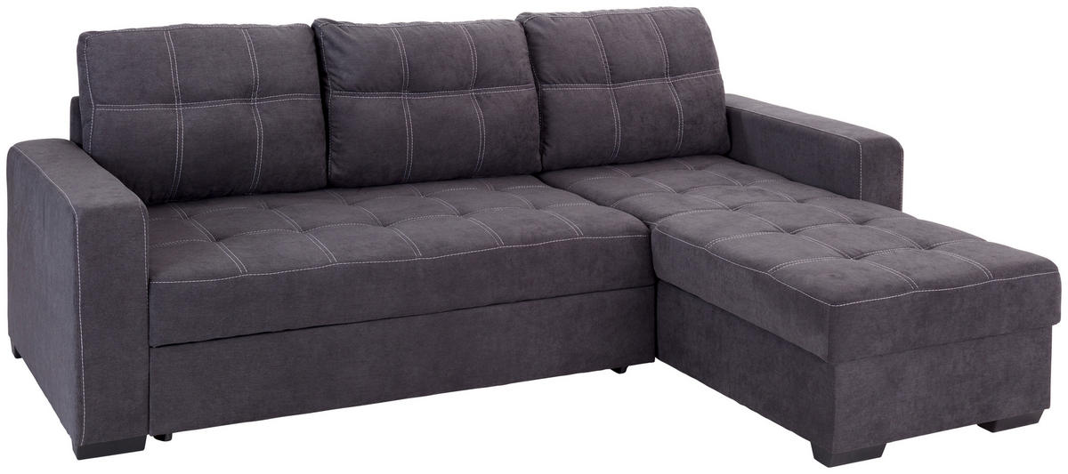 HÖRNSOFFA i mikrofiber mörkgrå  - mörkgrå/vit, Design, textil/plast (240/160cm) - Livetastic