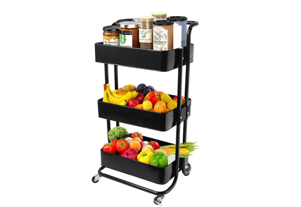 SERVIERWAGEN in Schwarz  - Schwarz, Basics, Metall (43/32/86cm) - Echtwerk