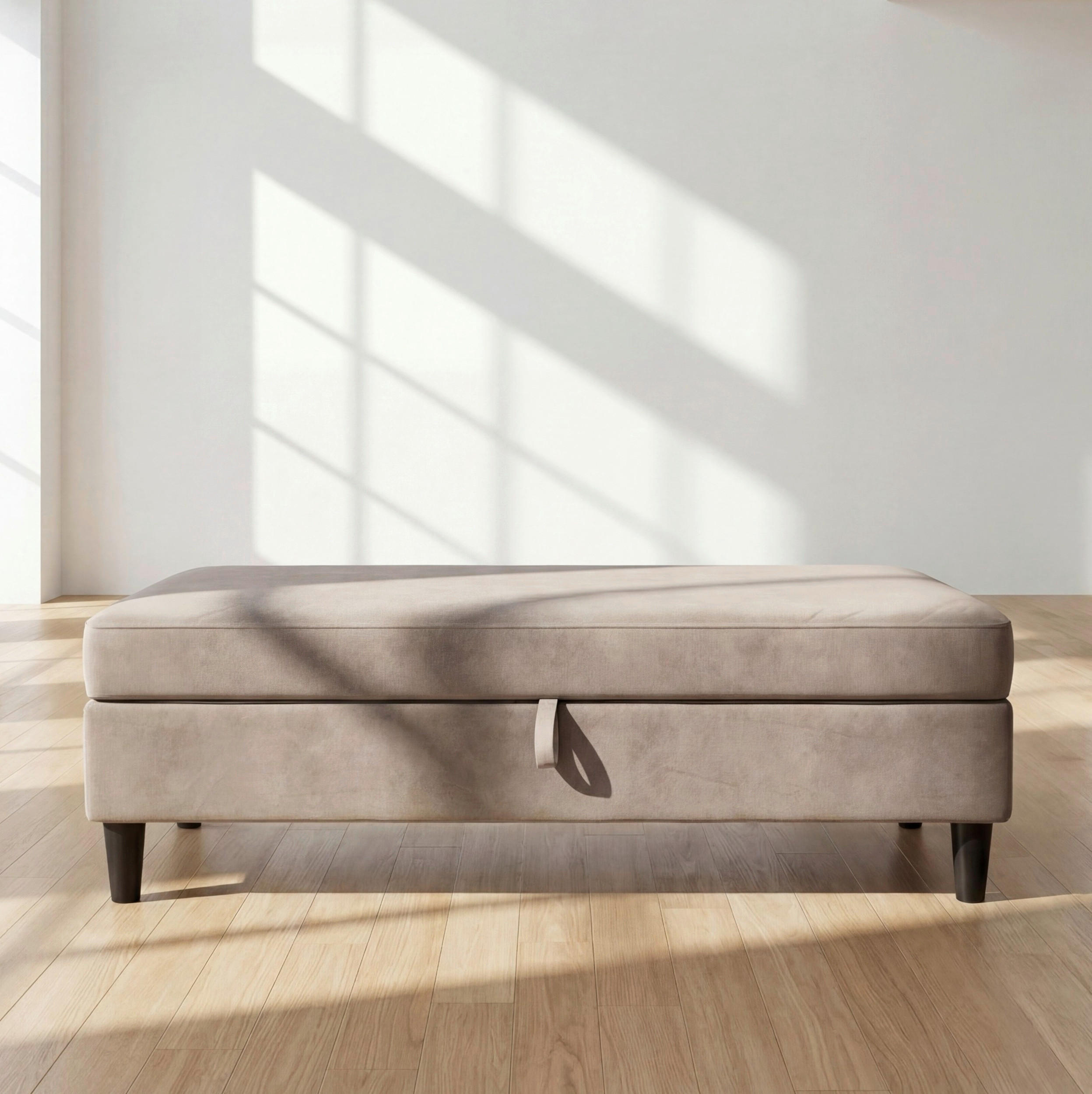 HOCKER HANNOVER Samt Taupe  - Taupe/Schwarz, Basics, Kunststoff/Textil (130/43/69cm) - Livetastic