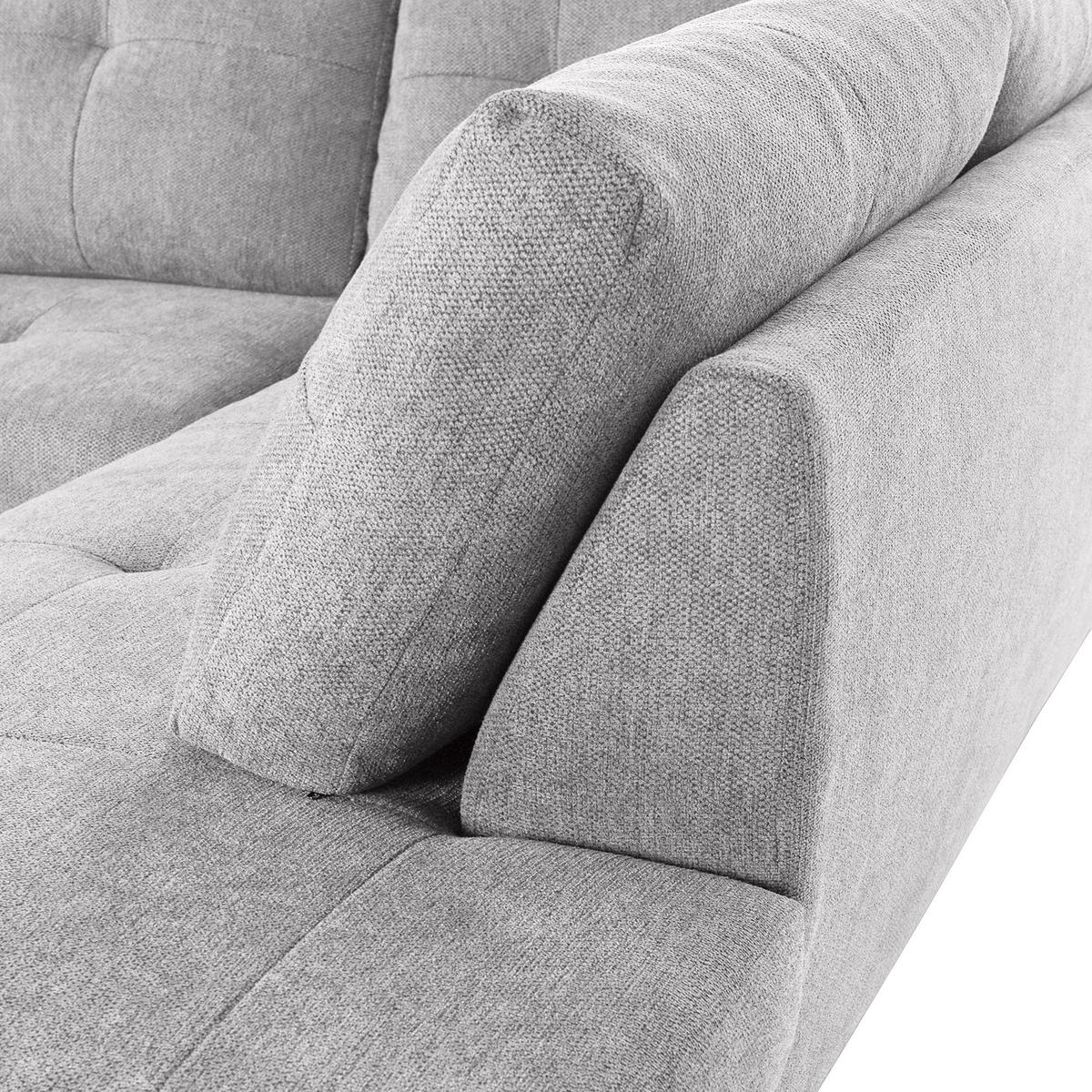 WOHNLANDSCHAFT in Flachgewebe Hellgrau  - Chromfarben/Hellgrau, Konventionell, Kunststoff/Textil (180/338/217cm) - Hom`in