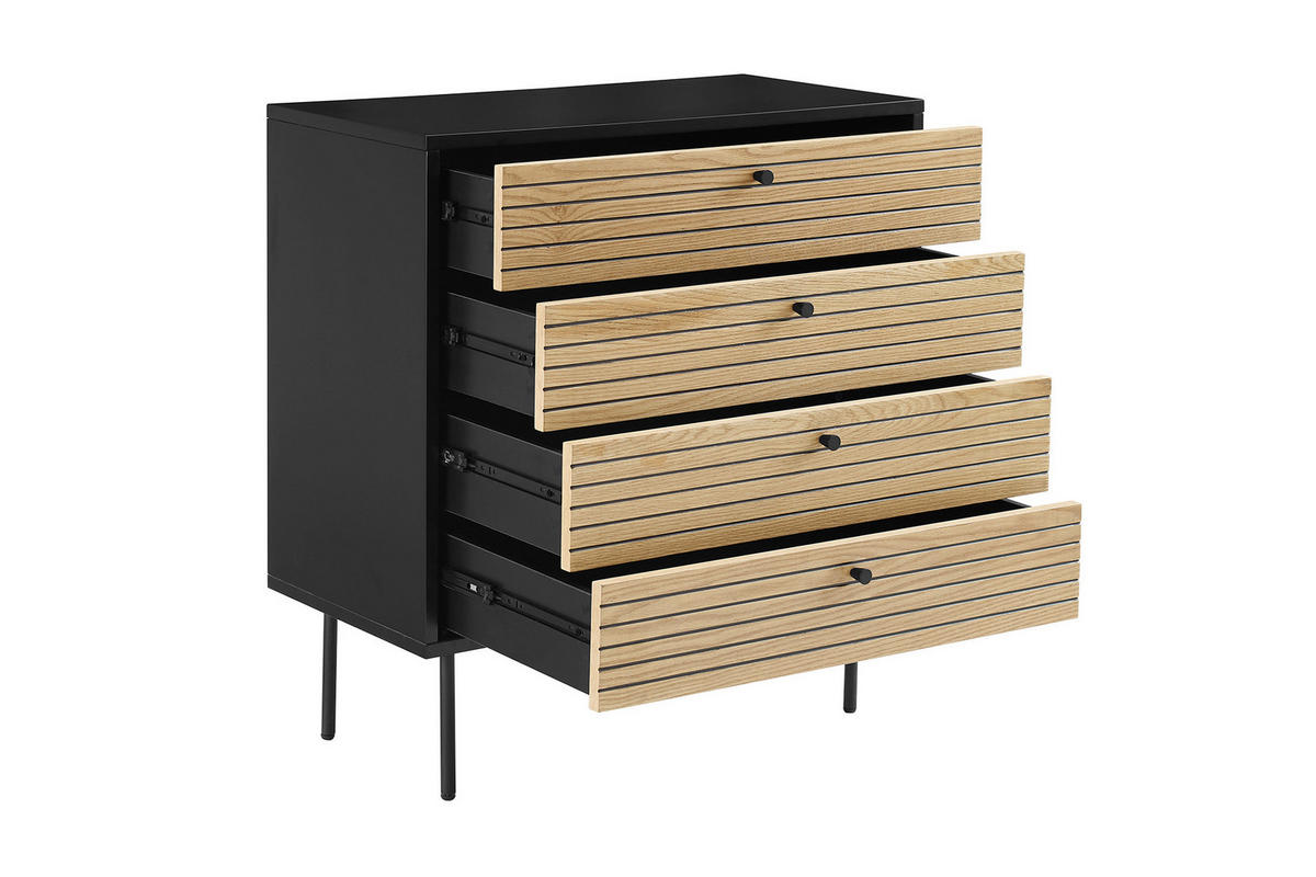 KOMMODE  in 80/85/40 cm  - Eichefarben/Schwarz, Design, Holz/Holzwerkstoff (80/85/40cm) - Livetastic