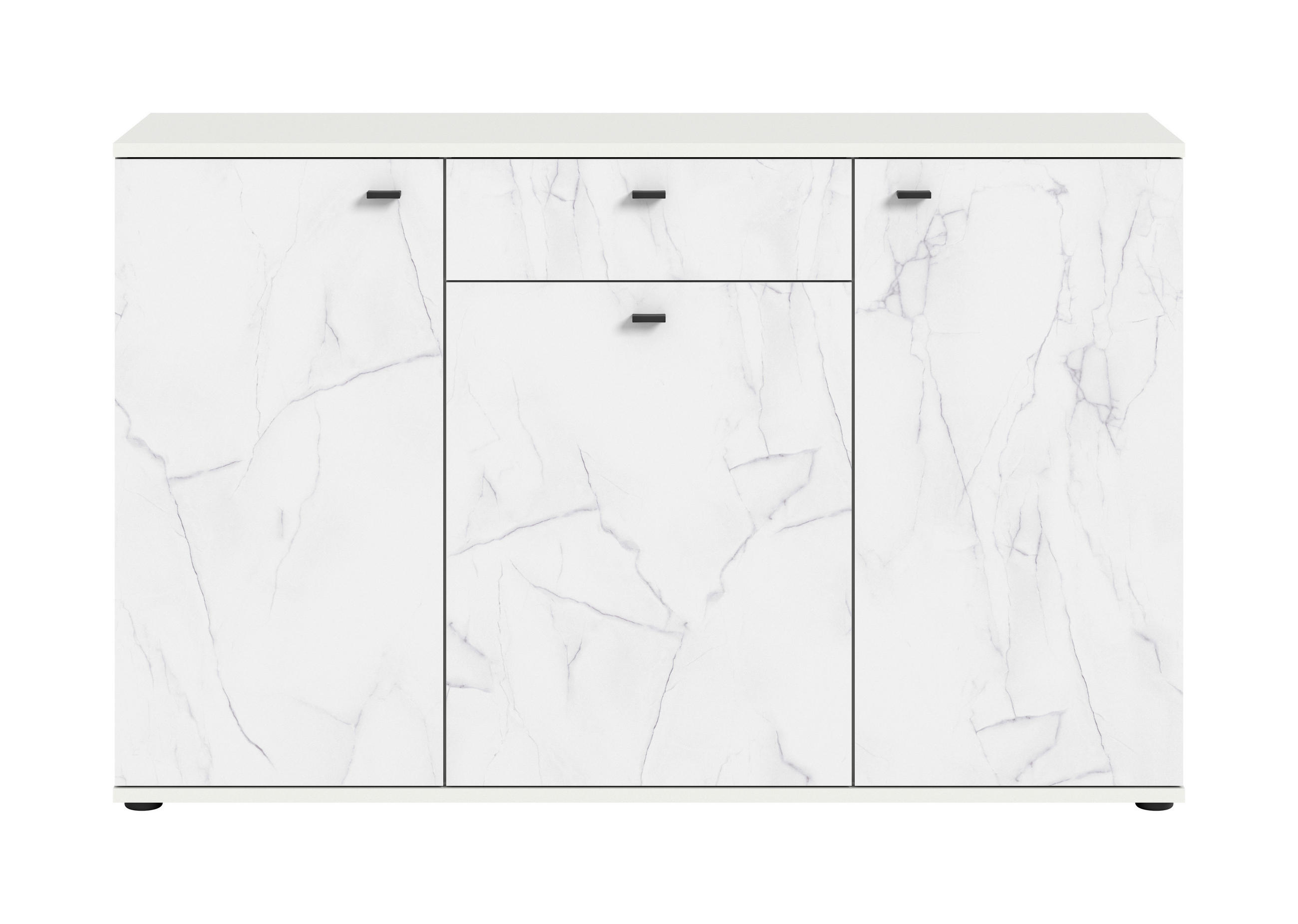 KOMODA, bílá, 138/87/40 cm - bílá/černá, Design, kompozitní dřevo/plast (138/87/40cm) - MID.YOU
