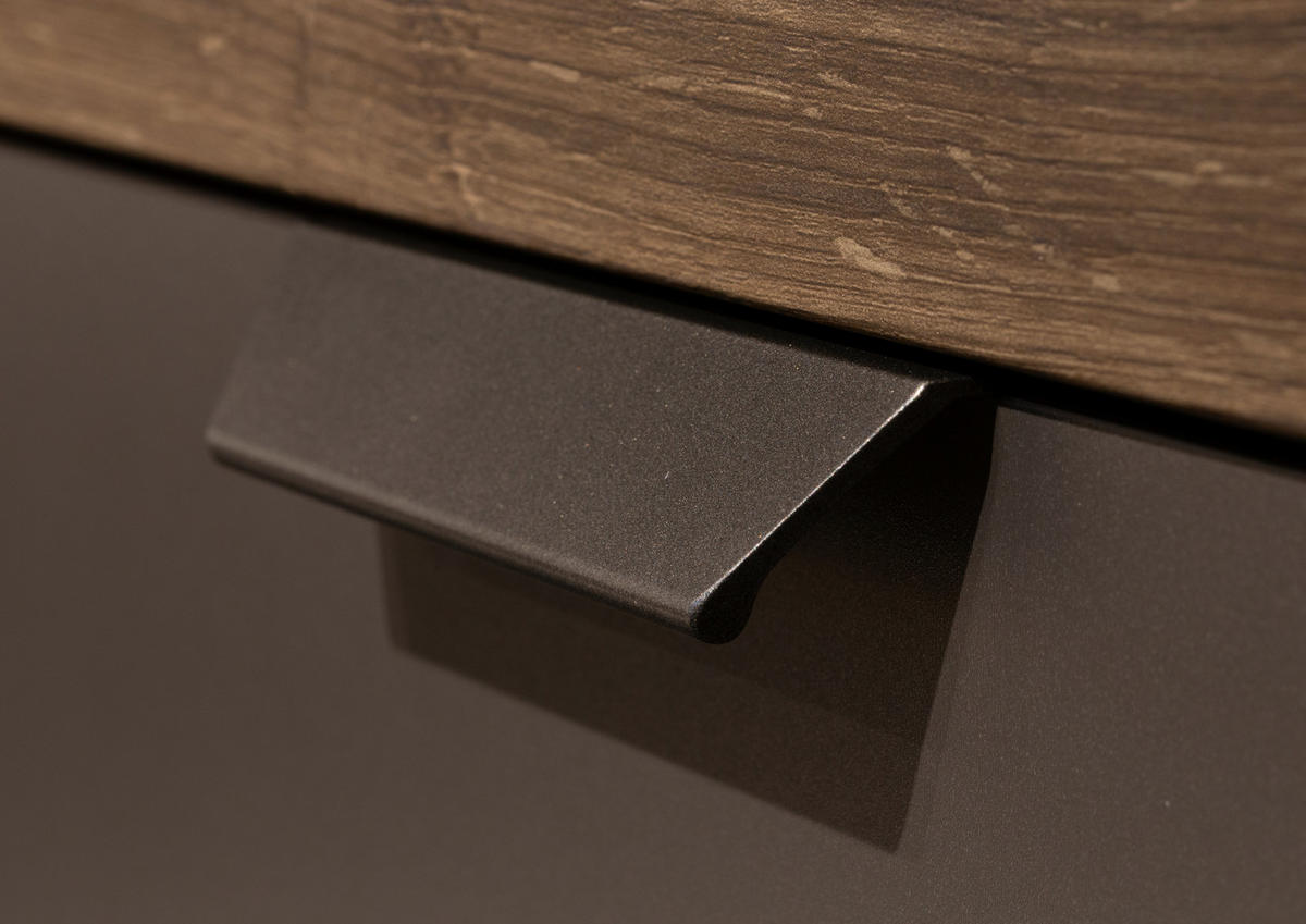 BETTANLAGE 160/200 cm  in Dunkelgrau, Eiche dunkel   - Eiche dunkel/Dunkelgrau, Modern, Holzwerkstoff/Textil (160/200cm) - Rauch Möbel