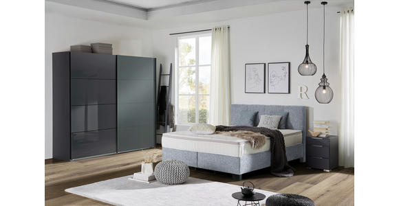 BOXSPRINGBETT 160/200 cm  in Grau  - Schwarz/Grau, Design, Kunststoff/Textil (160/200cm) - Hom`in