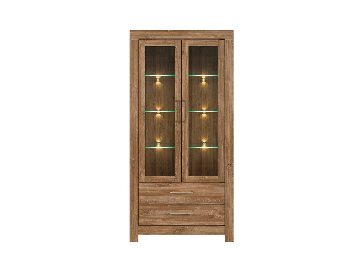 VITRÍNA, farba duba, 98/201/42 cm - farba duba/niklová, Design, kov/kompozitné drevo (98/201/42cm) - Welnova