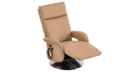 RELAXSESSEL in Leder Hellbraun - Hellbraun/Edelstahlfarben, Design, Leder/Metall (70/108/80cm) - Cantus