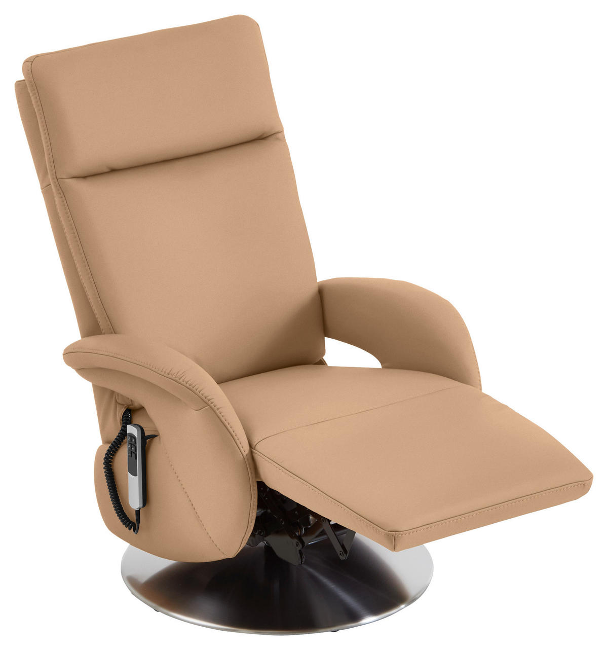 RELAXSESSEL in Leder Hellbraun  - Hellbraun/Edelstahlfarben, Design, Leder/Metall (70/108/80cm) - Cantus
