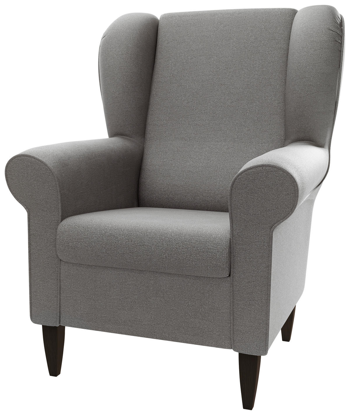 OHRENSESSEL ASINO Struktur Grau  - Wengefarben/Grau, KONVENTIONELL, Holz/Textil (80/102/86cm) - Livetastic