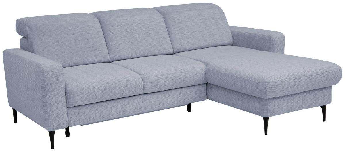 ECKSOFA FABIO Blau Chenille Bettkasten, Kopfteilverstellung  - Blau/Schwarz, Design, Textil/Metall (174/223cm) - Livetastic