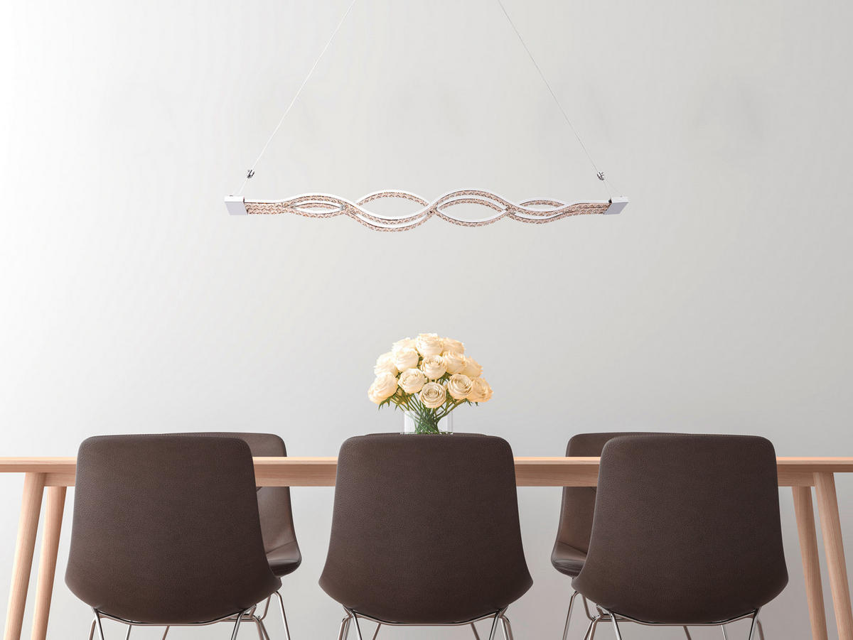 LAMPĂ SUSPENDATĂ CU LED 95/7/140 cm  - alb/străveziu, Basics, plastic/sticlă (95/7/140cm)