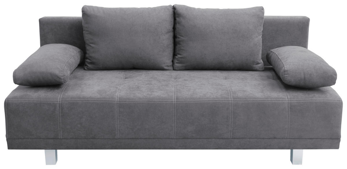 SCHLAFSOFA in Samt Anthrazit  - Chromfarben/Anthrazit, Design, Kunststoff/Textil (194/77/89cm) - MID.YOU