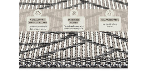 OUTDOORTEPPICH 115/170/170 cm Clyde Grau, Beige  - Beige/Grau, Design, Kunststoff/Textil (115/170/170cm) - Novel