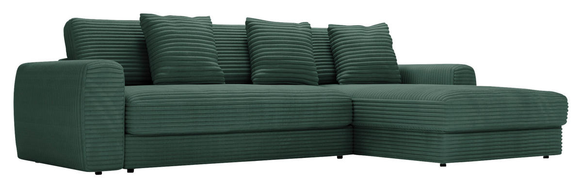ECKSOFA in Cord Waldgrün  - Waldgrün/Schwarz, Modern, Kunststoff/Textil (302/182cm) - Carryhome