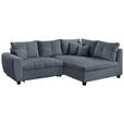 ECKSOFA Grau Plüsch  - Schwarz/Grau, KONVENTIONELL, Kunststoff/Textil (249/175cm) - Carryhome