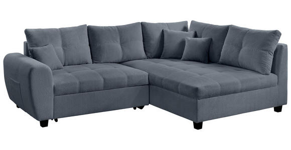 ECKSOFA Grau Plüsch  - Schwarz/Grau, KONVENTIONELL, Kunststoff/Textil (249/175cm) - Carryhome