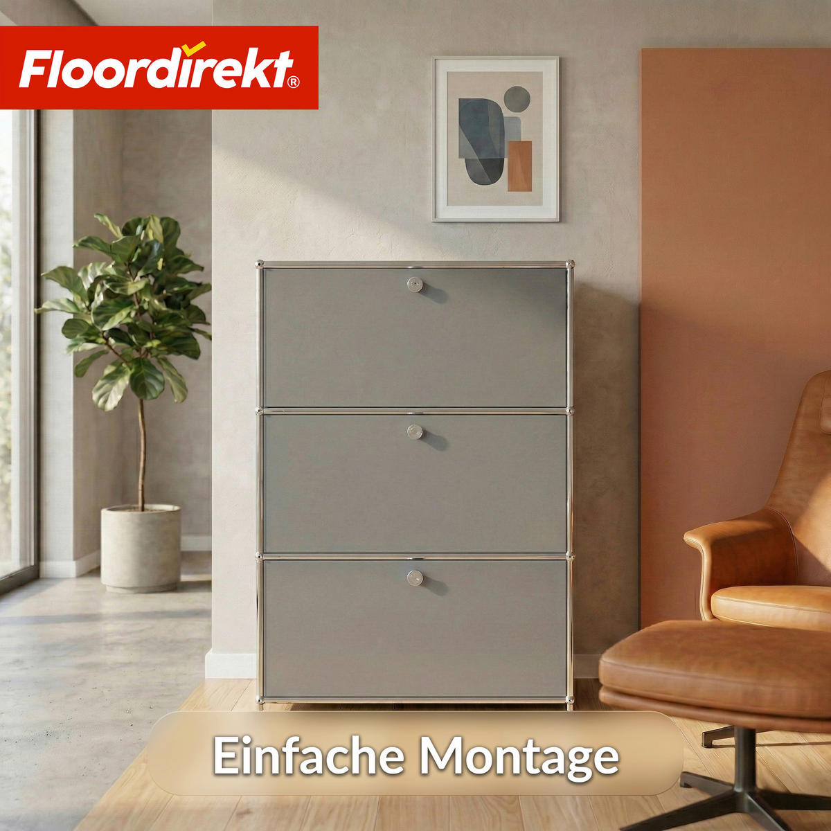 STANDREGAL Grau  - Grau, Basics, Metall (75/120/40cm) - Floordirekt