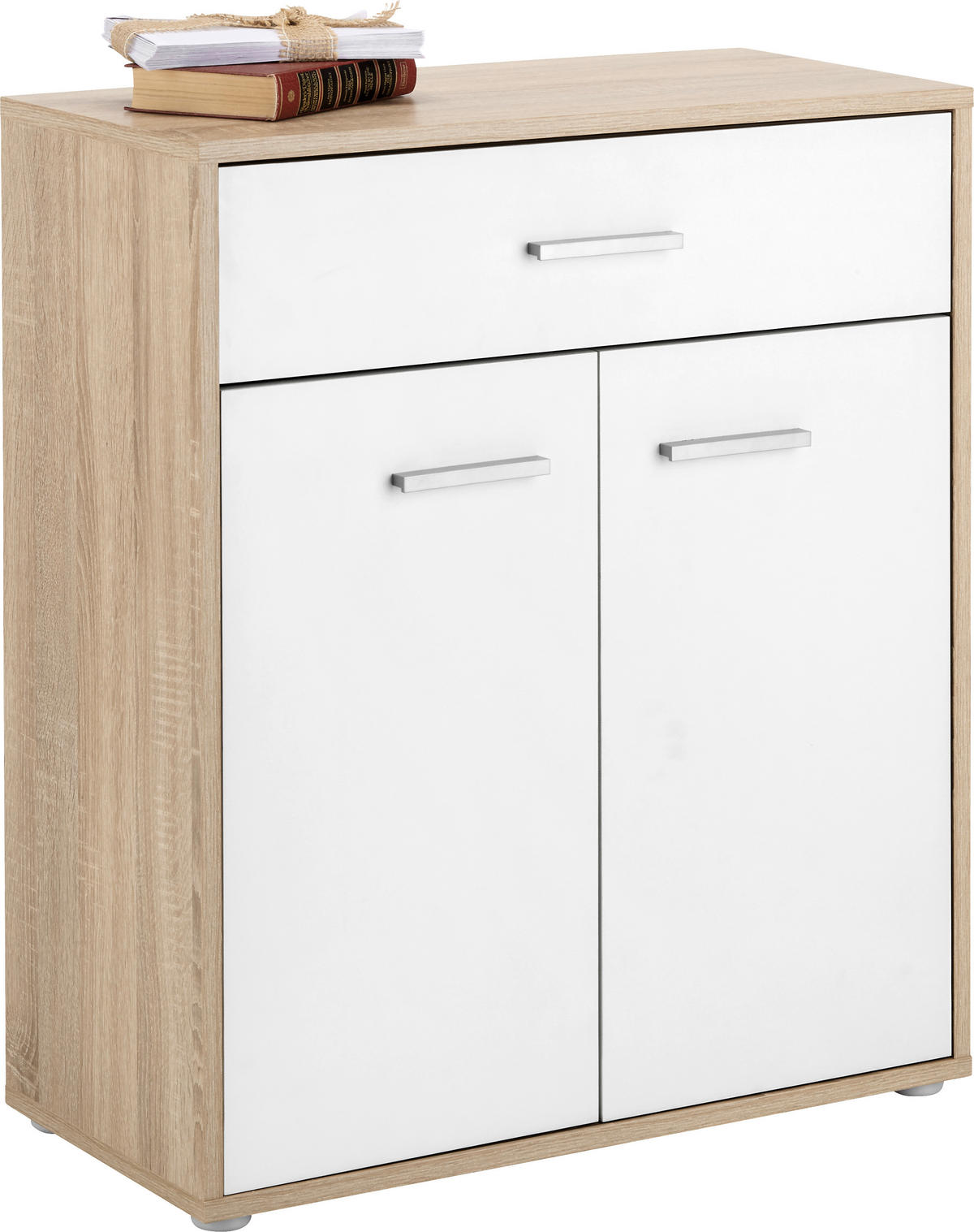 KOMODA   68/80/34 cm   bijela, boje hrasta  - bijela/boje hrasta, Moderno, drvni materijal/plastika (68/80/34cm) - Best Price