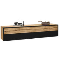 LOWBOARD  in 204/42,4/44,6 cm  - Eichefarben/Graphitfarben, Natur, Glas/Holz (204/42,4/44,6cm) - Valdera