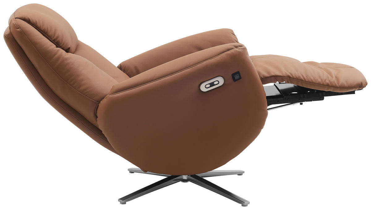 MASAŽNA FOTELJA koža, tekstil  smeđa   - boje kroma/smeđa, Design, koža/tekstil (79/110/85cm) - Livetastic