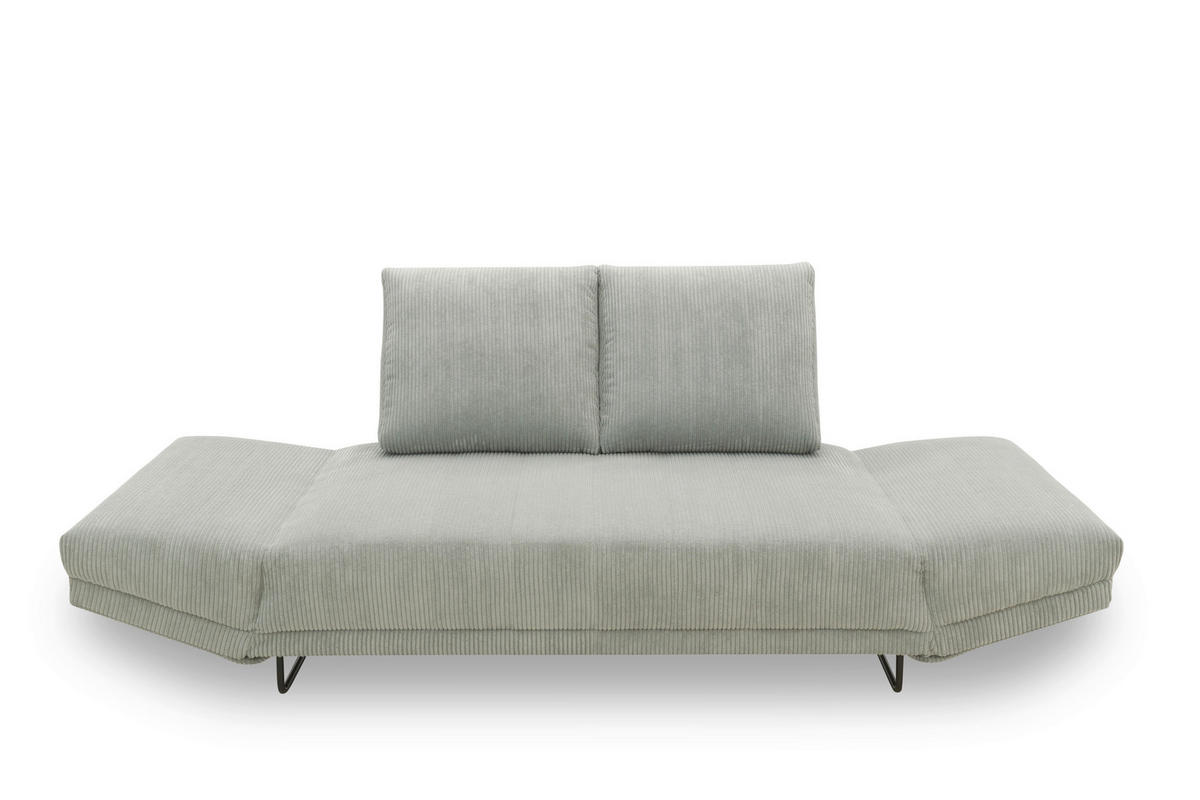 SCHLAFSOFA in Cord, Mikrofaser Hellgrau  - Hellgrau/Schwarz, Design, Textil/Metall (210/95/97cm) - MID.YOU