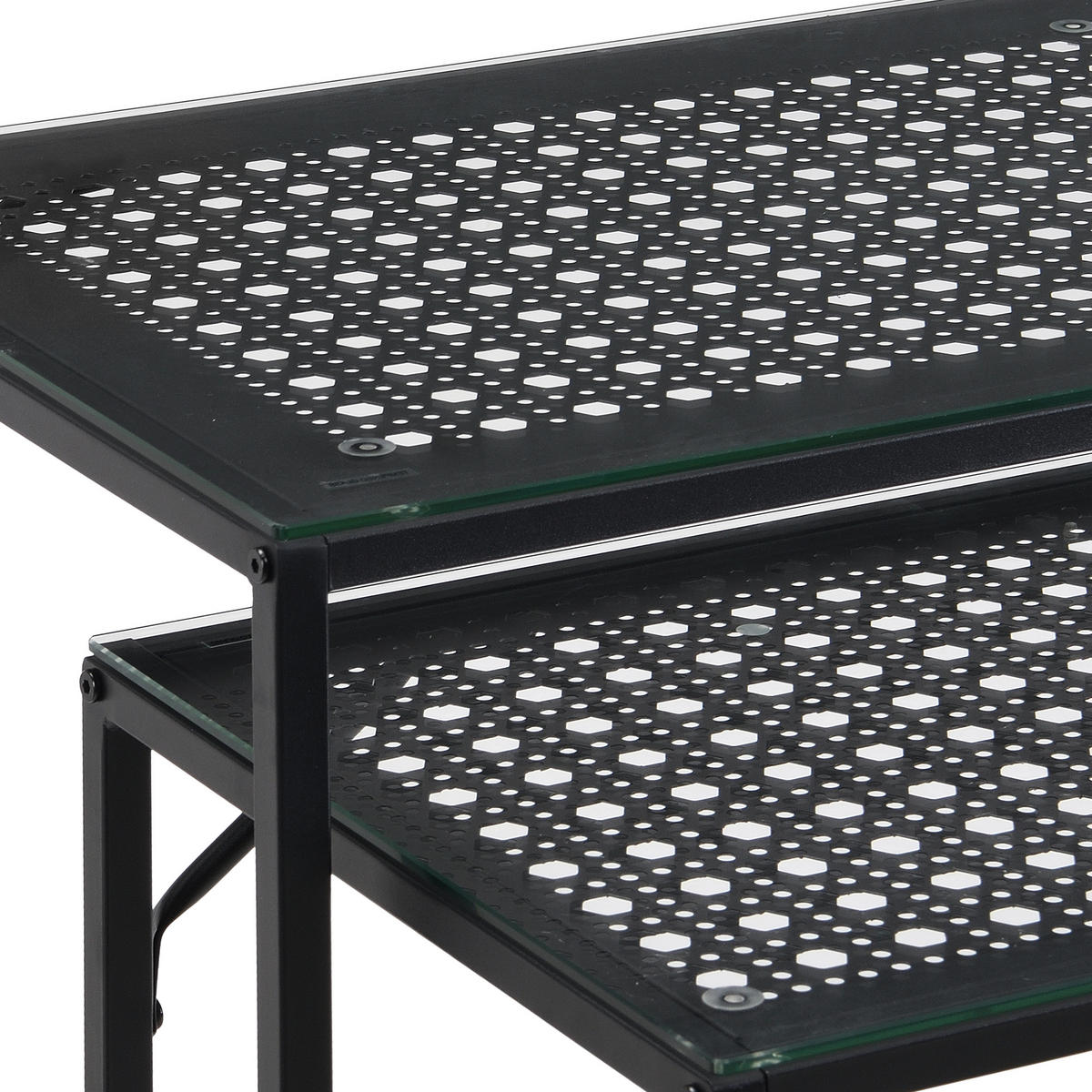 BEISTELLTISCHSET in Glas 100/40/77 cm  - Schwarz, Design, Glas/Metall (100/40/77cm) - MID.YOU
