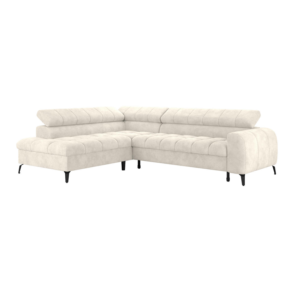 ECKSOFA Creme  - Creme/Schwarz, Trend, Kunststoff/Textil (203/261cm) - Livetastic