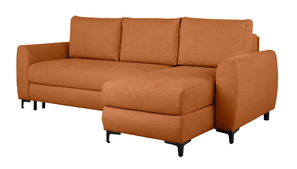 ECKSOFA Moli Rostfarben Mikrofaser  - Rostfarben/Schwarz, Design, Textil/Metall (236/148cm) - MID.YOU