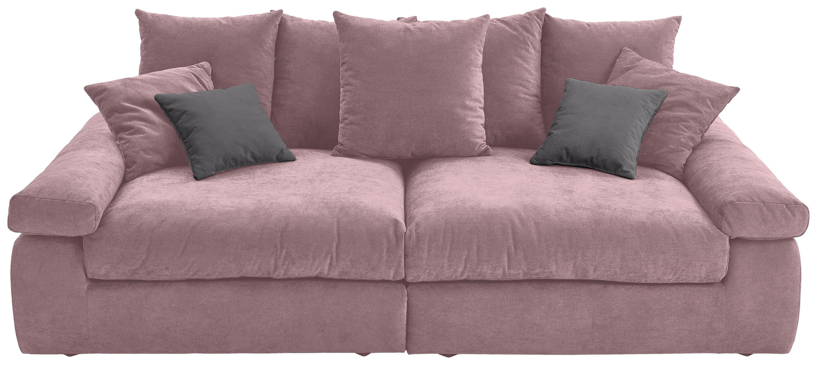 BIGSOFA Feincord Anthrazit, Rosa  - Anthrazit/Schwarz, Design, Kunststoff/Textil (260/90/140cm) - Carryhome