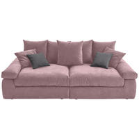 BIGSOFA Feincord Anthrazit, Rosa  - Anthrazit/Schwarz, Design, Kunststoff/Textil (260/90/140cm) - Carryhome