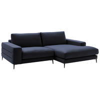 ECKSOFA  in Velours Dunkelblau  253/177 cm  - Schwarz/Dunkelblau, Design, Textil/Metall (253/177cm) - Dieter Knoll