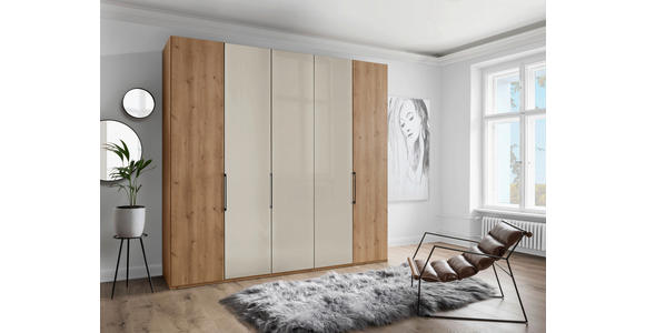 FALTTÜRENSCHRANK in Champagner, Eiche Bianco - Schieferfarben/Eiche Bianco, KONVENTIONELL, Glas/Holzwerkstoff (250/216/58cm) - Dieter Knoll