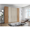 FALTTÜRENSCHRANK 250/216/58 cm 3-türig Champagner, Eiche Bianco  - Schieferfarben/Eiche Bianco, KONVENTIONELL, Glas/Holzwerkstoff (250/216/58cm) - Dieter Knoll