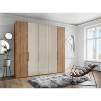 FALTTÜRENSCHRANK 250/216/58 cm 3-türig Champagner, Eiche Bianco  - Schieferfarben/Eiche Bianco, KONVENTIONELL, Glas/Holzwerkstoff (250/216/58cm) - Dieter Knoll