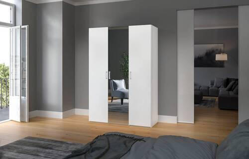 DREHTÜRENSCHRANK 152/215/59 cm 3-türig Weiß  - Chromfarben/Weiß, Design, Glas/Holzwerkstoff (152/215/59cm) - Boxxx